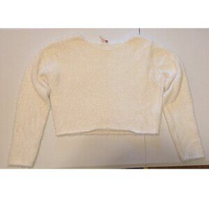 Anthropologie Pilcro Cropped Fuzzy White Sweater Medium
